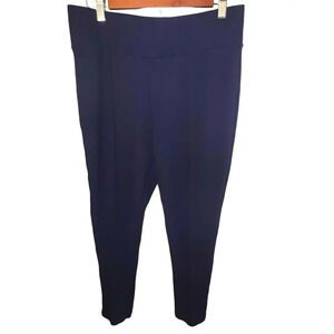 Seven7, Large, navy blue seamed high-rise, wide waistband, ponte knit leggings￼
